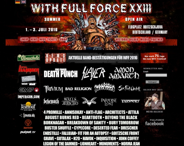 Trivium auf dem With Full Force 2016! ----- Eventuell 2 Headline Shows im Sommer!